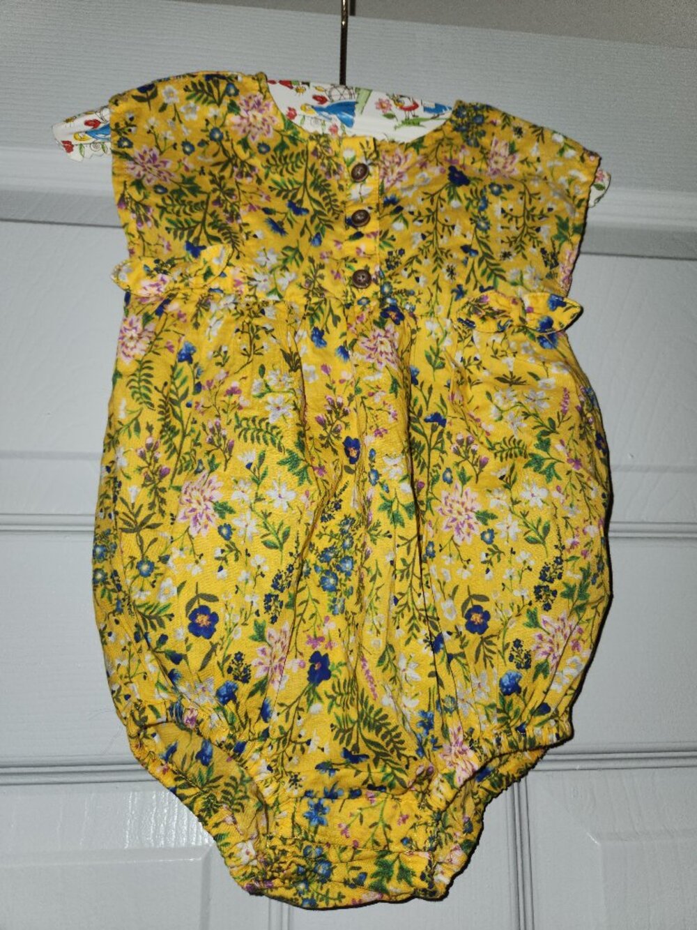 Old Navy Baby Girl Yellow Floral Bubble Romper 6-12M Summer Outfit
